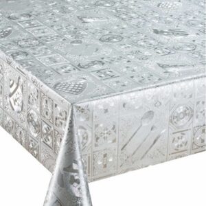 TOALHA MESA METALIZADA COZINHA PRATA 20MT REJU HD 5076-1